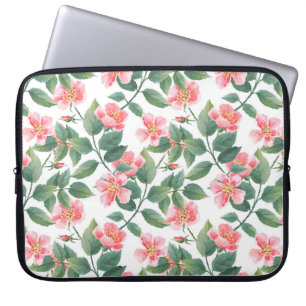 Funda Para Portátil Rosas silvestres acuardan un patrón transparente.