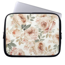 Funda Para Portátil Rosas Suaves de Color Rosa Acuarela Estampa Floral