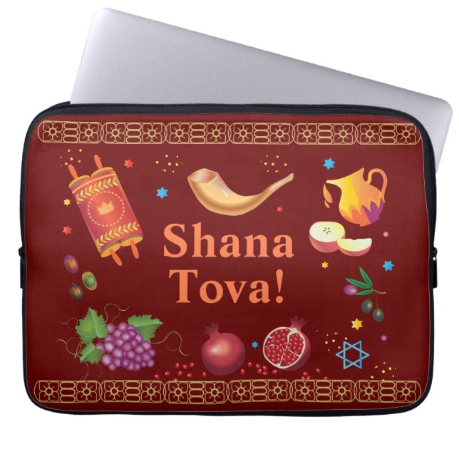 Funda Para Portátil Rosh Hashanah Año Nuevo judío Shana Tova (Frente)