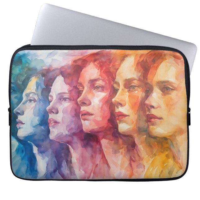 Funda Para Portátil Rostros de las mujeres - Pintura de acuarela (Frente)