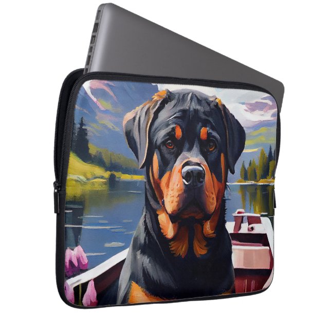 Funda Para Portátil Rottweiler sobre un pádel: una aventura escénica (Anverso derecho)
