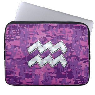 Funda Para Portátil Rótulo acuario en camo digital rosa fucsia