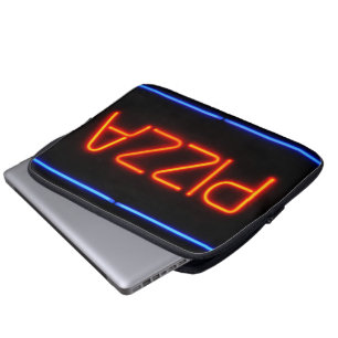Funda Para Portátil Rótulo azul y neón rojo PIZZA