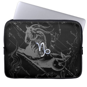 Funda Para Portátil Rótulo cromado como Capricornio Zodiaco en Heveliu