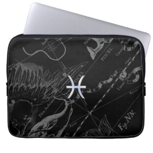 Funda Para Portátil Rótulo cromado como Pisces Zodiac en Hevelius