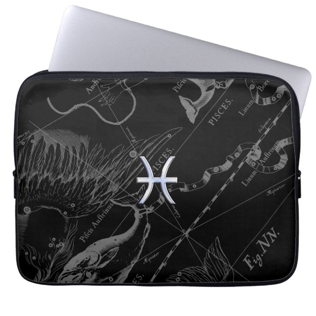 Funda Para Portátil Rótulo cromado como Pisces Zodiac en Hevelius (Frente)