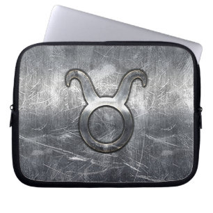 Funda Para Portátil Rótulo de Taurus en estilo grunge plateado angusti