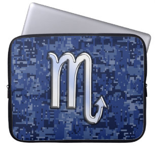 Funda Para Portátil Rótulo del zodiaco del escorpión en los azules