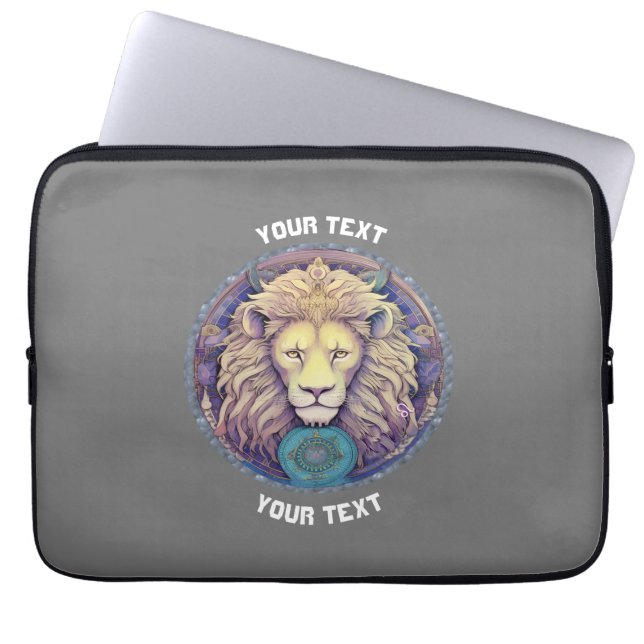 FUNDA PARA PORTÁTIL RÓTULO LEO ZODIAC PERSONALIZADO (Frente)