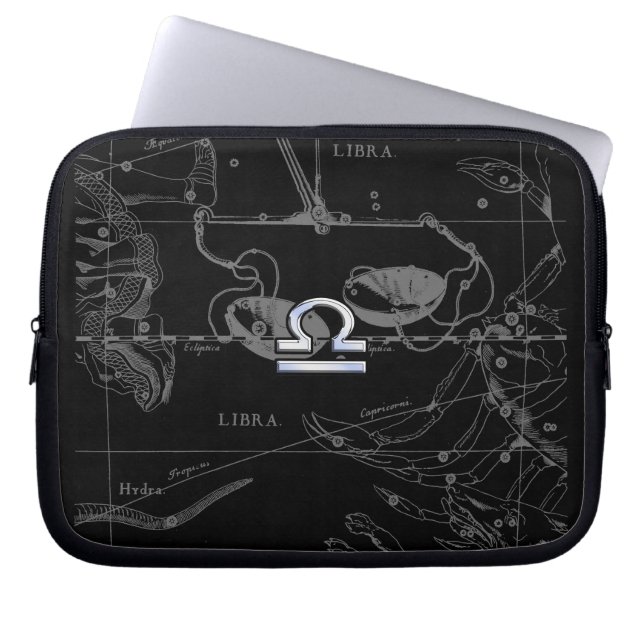 Funda Para Portátil Rótulo Libra Zodiac cromado plateado en Hevelius (Frente)
