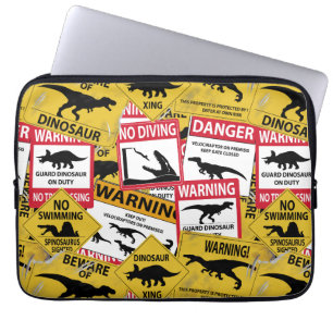 Funda Para Portátil Rótulos de precaución de dinosaurios