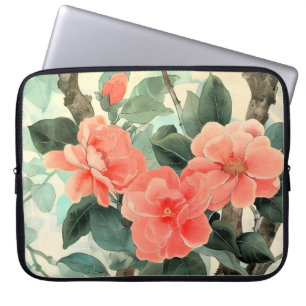Funda Para Portátil Rubor Blossom Camelia Garden Watercolor