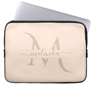 Funda Para Portátil Rubor Femenino Monograma Personalizado Nombre 