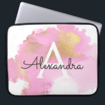 Funda Para Portátil Rubor Pink and Relieve metalizado dorado Wash Girl<br><div class="desc">Funda portátil Rubor rosa y Relieve metalizado dorado moderno y elegante monograma. Este funda se puede personalizar para incluir su nombre inicial y su nombre de pila. Si desea hacer coincidir elementos,  póngase en contacto con el diseñador.</div>