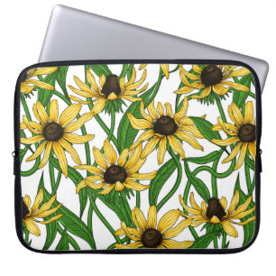 Funda Para Portátil Rudbekia amarilla sobre blanco