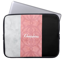 Funda Para Portátil Ruddy Pink Batik Gray Watercolor Y Nombre