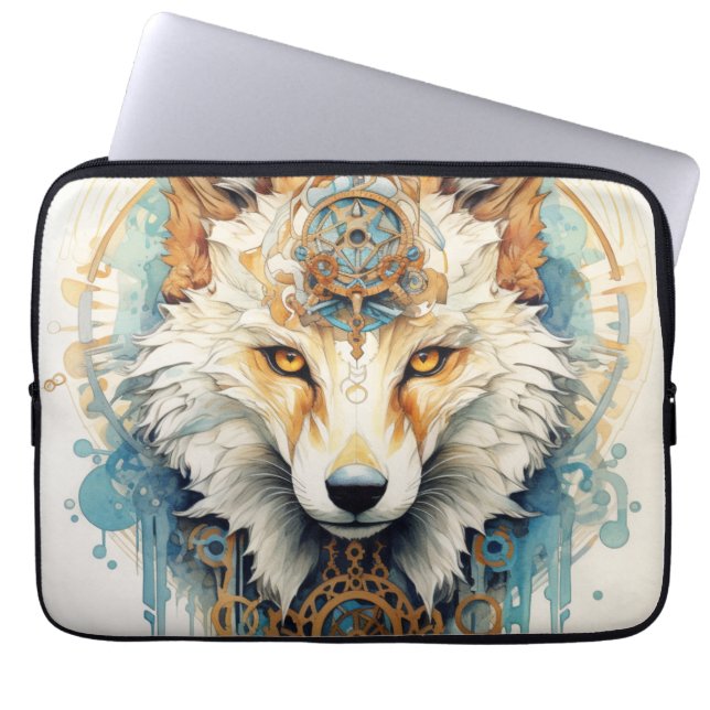 Funda Para Portátil Rustclaw Steampunk Wolf (Frente)