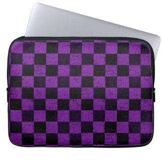 Funda Para Portátil Rustic Checks, Purple and Black