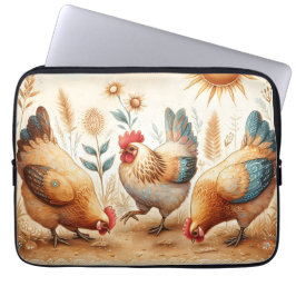 Funda Para Portátil Rústica manga de portátiles Barnyard Chickens Boho