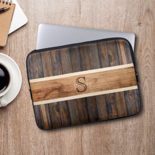 Funda Para Portátil Rústica Wood Tone Stripe Brown