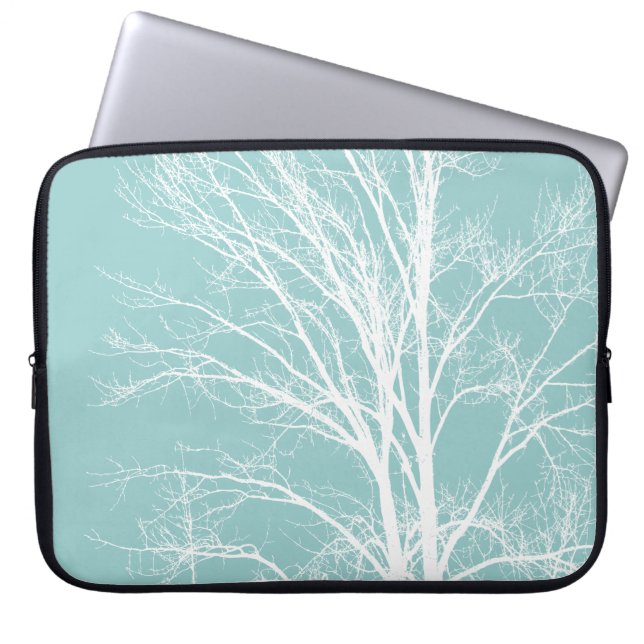 Funda Para Portátil Rústicas ramas de árbol blanco azul (Frente)