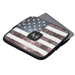 Funda Para Portátil Rústico Rojo Azul Blanco Parpadeando la bandera de