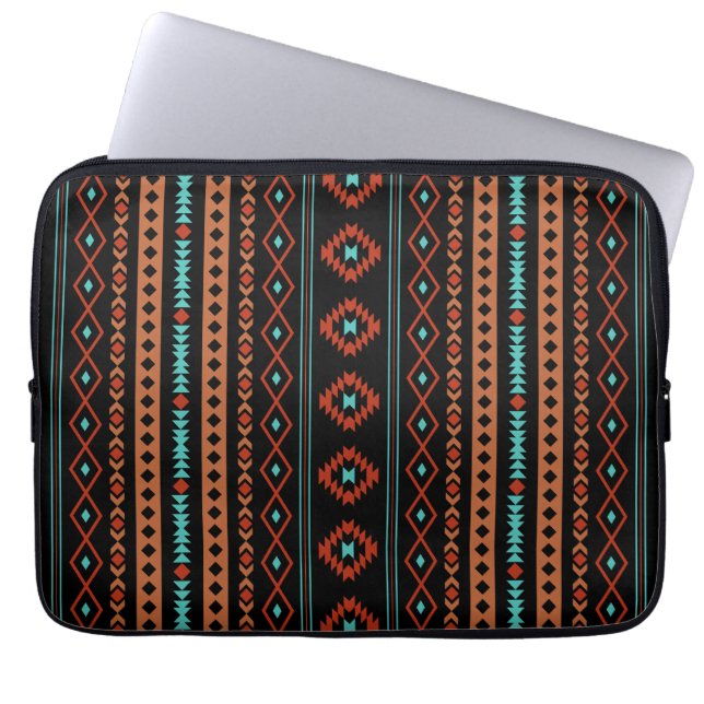 Funda Para Portátil Rusts aztecas Motivos mixtos Verde azulados negros (Frente)