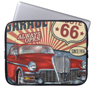 Funda Para Portátil Ruta de la cosecha 66 poster retro de garaje con r