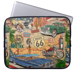 Funda Para Portátil Ruta de la Vintage 66 poster.