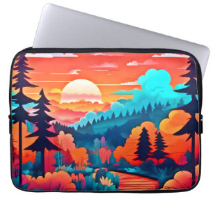 Funda Para Portátil Ruta del atardecer a través del bosque otoñal