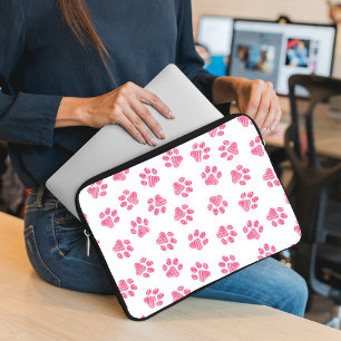 Funda Para Portátil Rutas de perro, garras de perro, garras rosadas