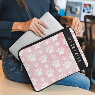 Funda Para Portátil Rutas de perro, manchas blancas, acuarelas rosadas