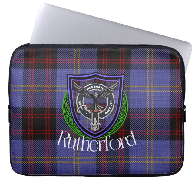 Funda Para Portátil Rutherford Scottish Clan Tartan and Crest  (Frente)
