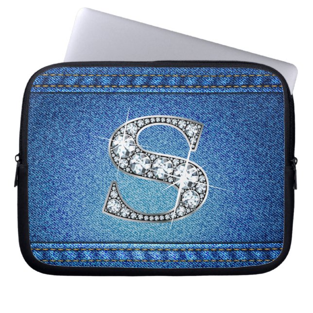 Funda Para Portátil S "Diamante" Denim Stitching Electronics Bag (Frente)