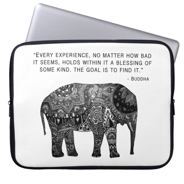 Funda Para Portátil Sabiduría del elefante de la alheña de Buda (Frente)