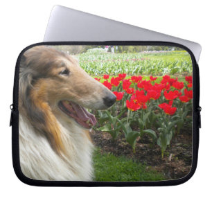 Funda Para Portátil Sable Collie N Red Tulips Portátil Sleeve
