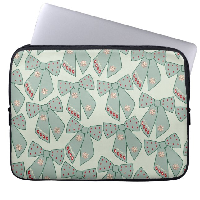 Funda Para Portátil Sage Green Bows (Frente)
