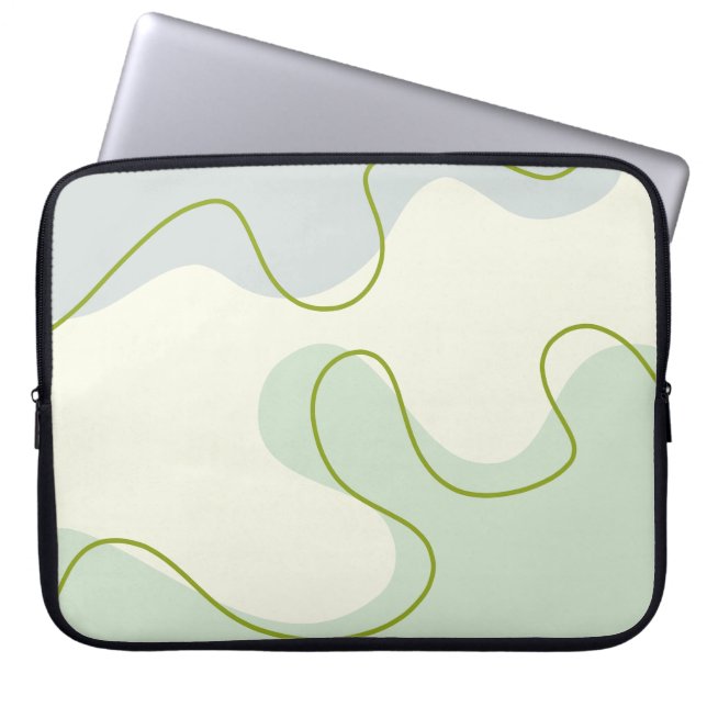 Funda Para Portátil  Sage Green & Cream Abstract Boho Liquid Swirl Lap (Frente)