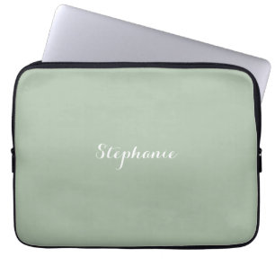 Funda Para Portátil Sage Green Name Modern Elegant Monograma Boho