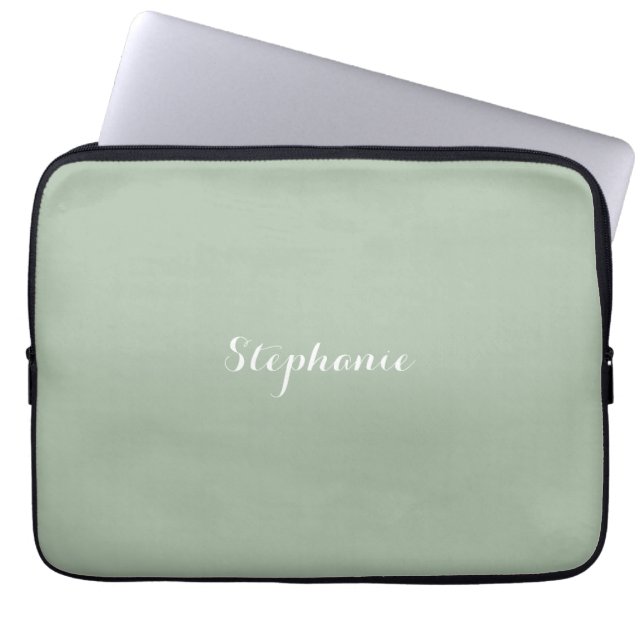 Funda Para Portátil Sage Green Name Modern Elegant Monograma Boho (Frente)