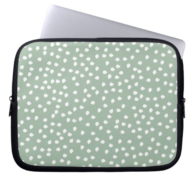 Funda Para Portátil sage green polka dot laptop sleeve (Frente)