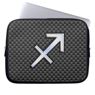 Funda Para Portátil Sagittarius Zodiac Rótulo estilo fibra de carbono