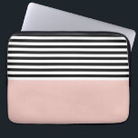 Funda Para Portátil Sal rosa con franjas en blanco y negro<br><div class="desc">Sal rosa con franjas en blanco y negro</div>