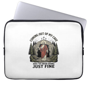 Funda Para Portátil Saliendo de mi cueva Camiseta divertida religiosa 