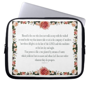 Funda Para Portátil Salmo 1, bordes de flores coloridos