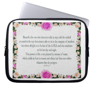 Funda Para Portátil Salmo 1, efecto pintura de aceite Floral púrpura