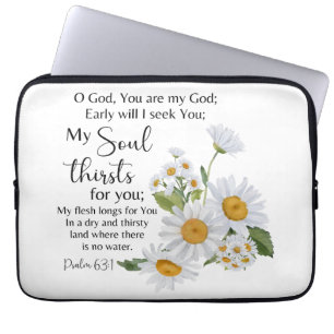 Funda Para Portátil Salmo 63:1 Biblia Escritura Flores de Chamomile