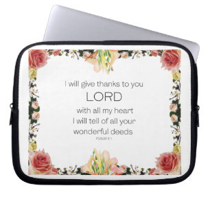Funda Para Portátil Salmo de la Escritura 9, Floral