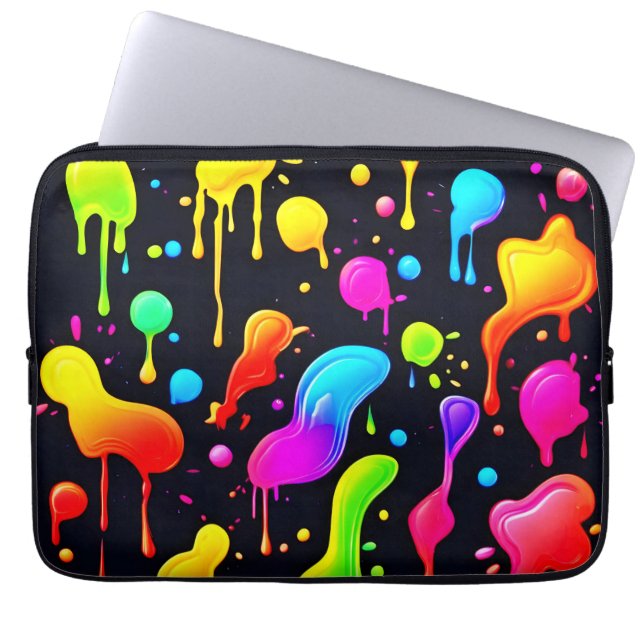 Funda Para Portátil Salpicaduras de Pintura de Tinta de Arcoíris (Frente)
