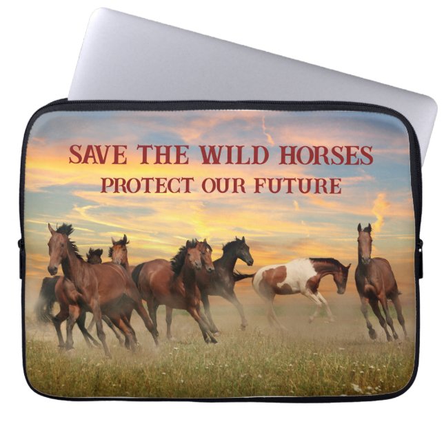 Funda Para Portátil Salvar a los Caballos Salvajes (Frente)